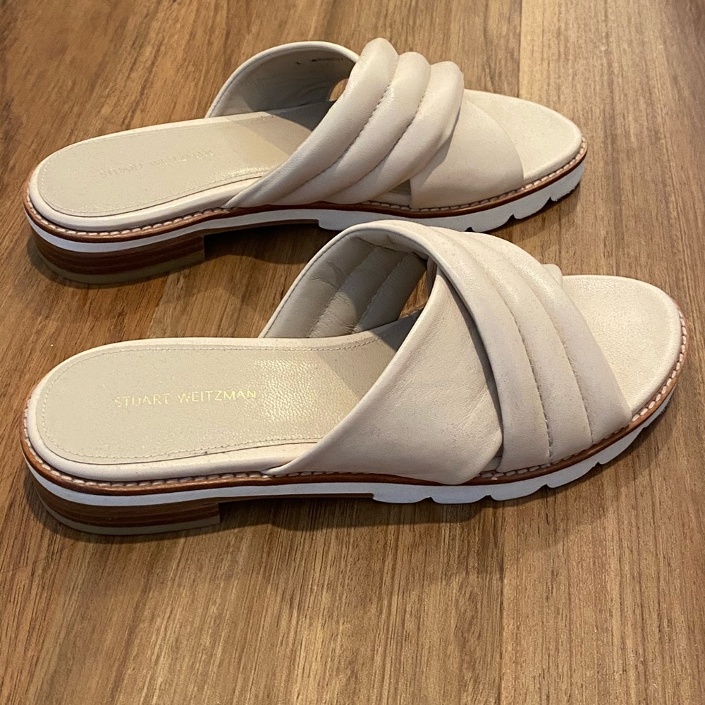Stuart Weitzman Pufftop Slides, Bone - image 4